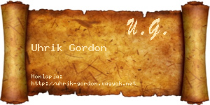 Uhrik Gordon névjegykártya